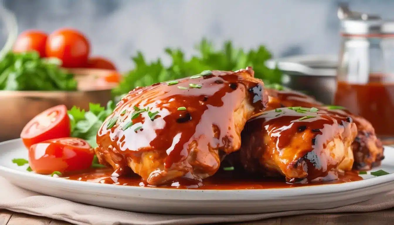 SAUCY BBQ CHICKEN THIGHS - MarketGrow.com