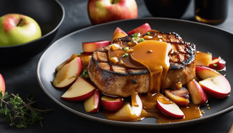 Skillet Pork Chops And Apples With Miso Caramel