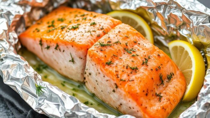 Lemon Dill Salmon In Foil - MarketGrow.com